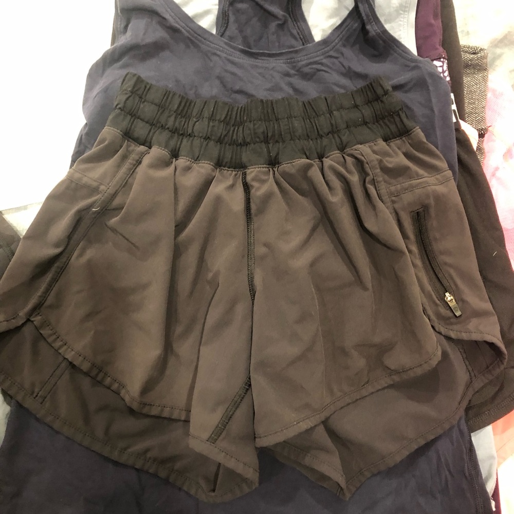 Black Lululemon 4 inch tracker shorts